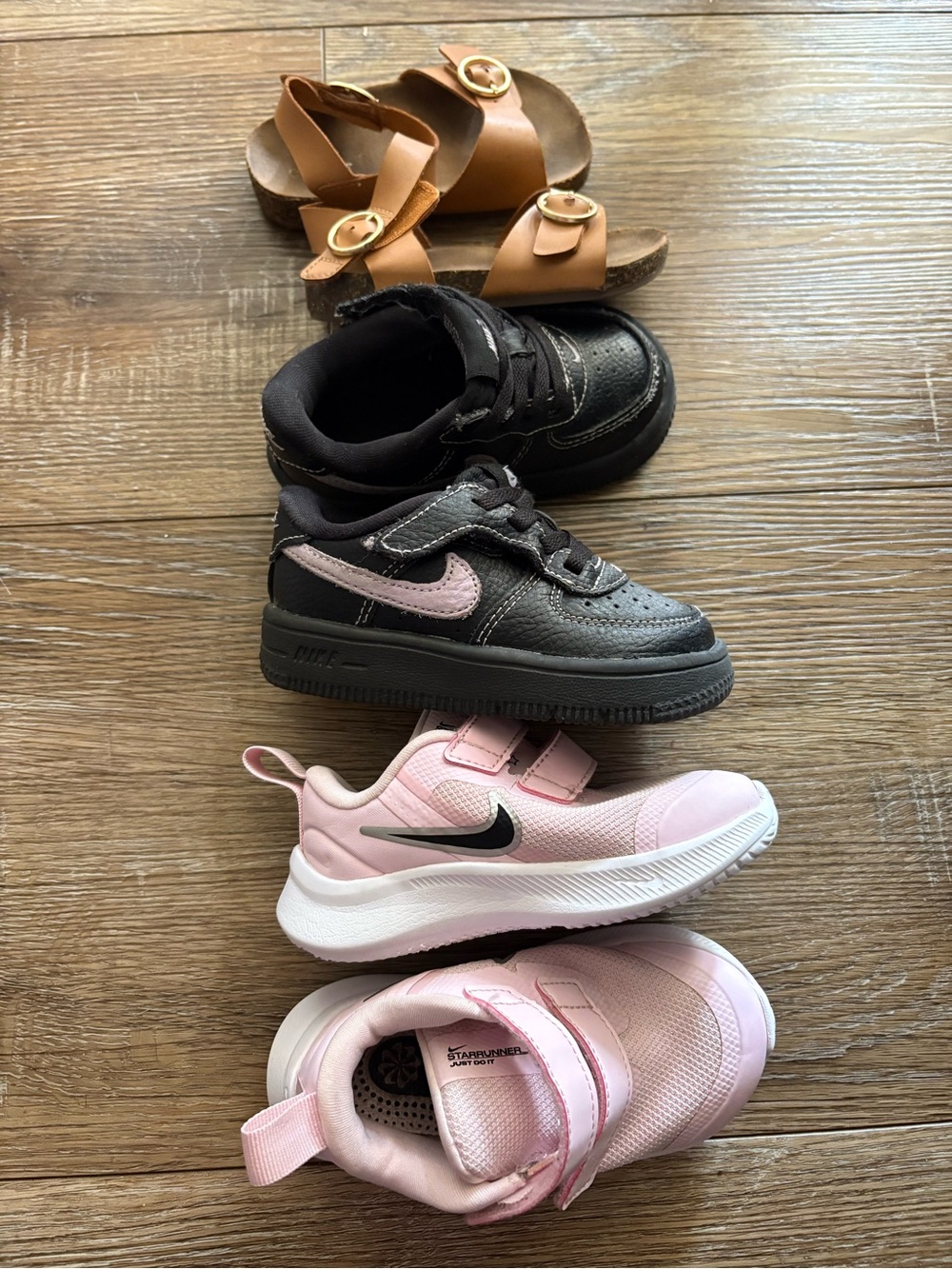 Nike Kids Black and Pink Sneakers — Dual-Color Velcro Trainers